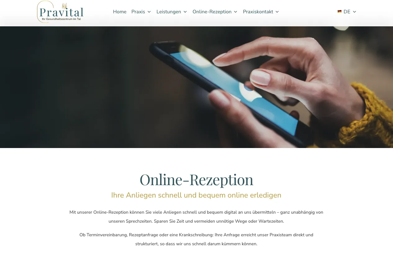 Pravital: Website und Online-Rezeption